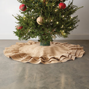 Ruffled Burlap Christmas Tree Skirt - Countryside Home Decor