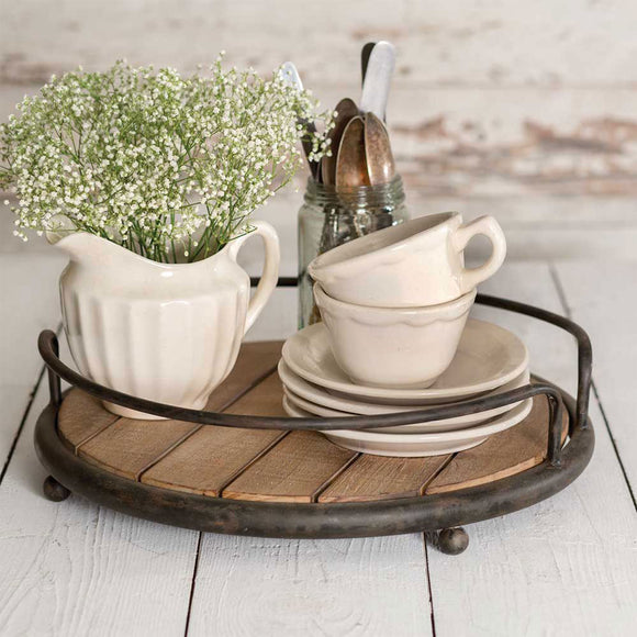Round Wood Plank Serving Tray - Countryside Home Decor
