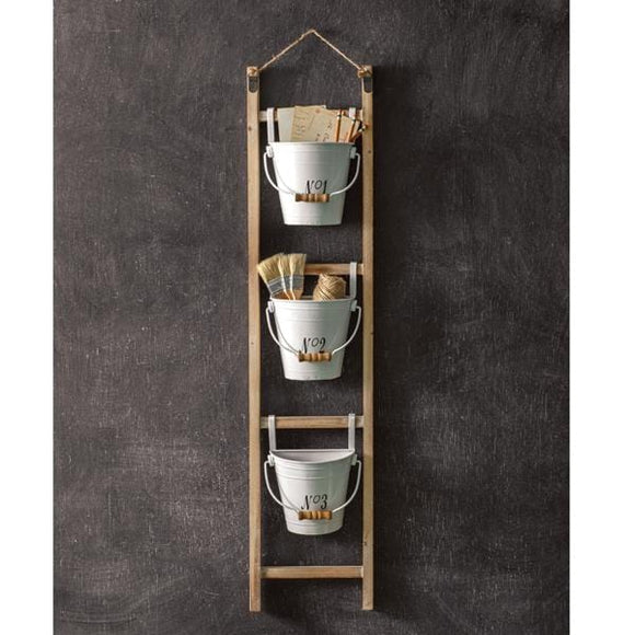 Hanging Ladder with Numbered Buckets - Countryside Home Decor