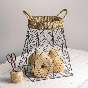 Wire Storage Basket with Jute Accents - Countryside Home Decor