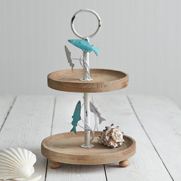 Jumping Fish Two-Tier Tray - Countryside Home Decor