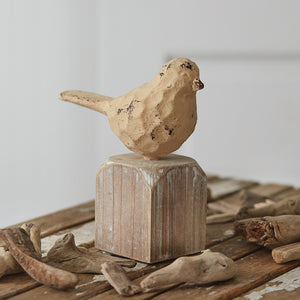 Cast Iron Bird with Wood Base - Countryside Home Decor
