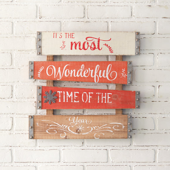 Most Wonderful Time Of The Year Planked Sign - Countryside Home Decor