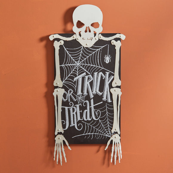 Spooky Skeleton Trick-or-Treat Wall Sign - Countryside Home Decor