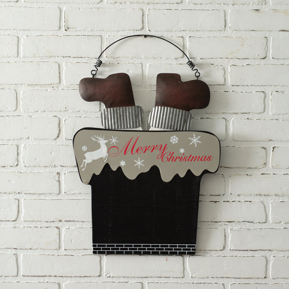 Santa in the Chimney Hanging Sign - Countryside Home Decor
