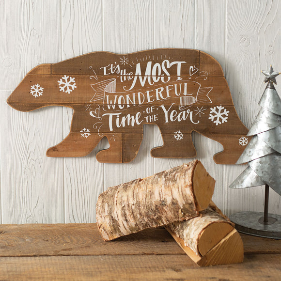 Wonderful Time Of The Year Bear Sign - Countryside Home Decor