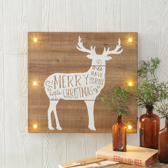 Merry Little Christmas Country Reindeer Sign - Countryside Home Decor