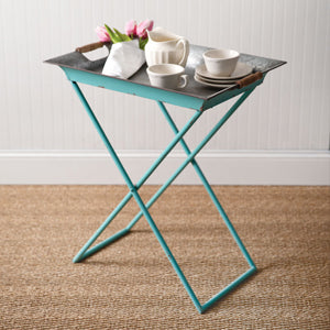 Antiqued Metal Folding Tray Table - Countryside Home Decor