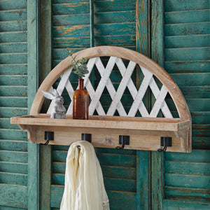 Arched Lattice Shelf with Hooks - Countryside Home Decor