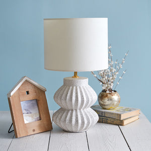 Scalloped Ceramic Tabletop Lamp - Countryside Home Decor