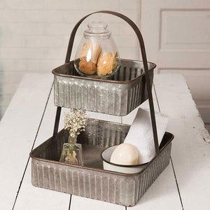 Two-Tiered Corrugated Square Tray - Countryside Home Decor