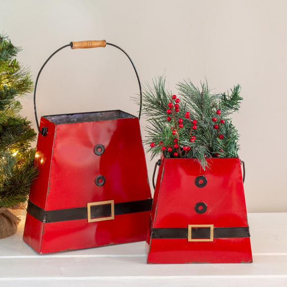 Set of Two Santa Suit Buckets - Countryside Home Decor