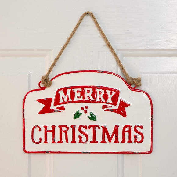 Merry Christmas Hanging Metal Wall Sign - Countryside Home Decor