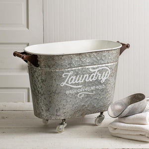 Rolling Oval Laundry Bin - Countryside Home Decor