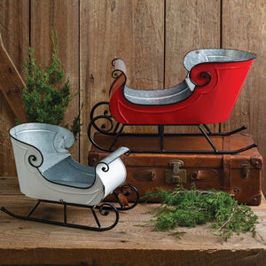 Set of Two Holiday Sleighs - Countryside Home Decor