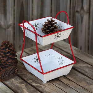 Two-Tier Snowflake Tray - Countryside Home Decor