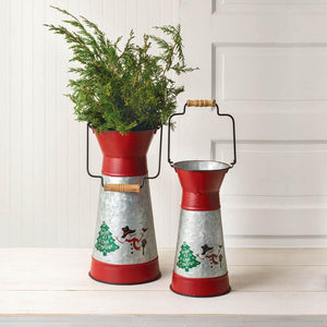 Set of Two Holiday Scene Containers with Handles - Countryside Home Decor
