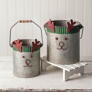 Set of Two Reindeer Buckets - Countryside Home Decor