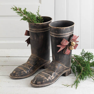 Set of Two Santa Boots - Countryside Home Decor