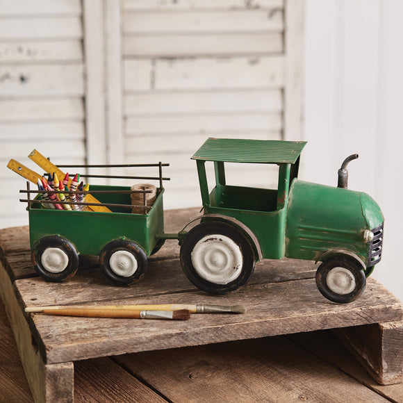 Green Tractor with Hauler - Countryside Home Decor