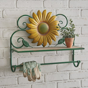 Sunflower Shelf and Towel Bar - Countryside Home Decor