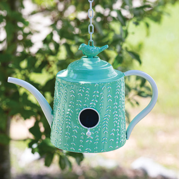 Mint Green Tea Pot Birdhouse - Countryside Home Decor