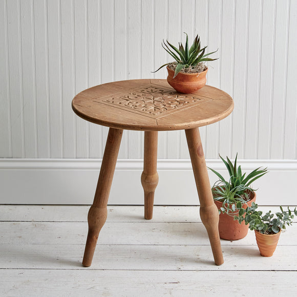 Mishka Carved Wood Stool - Countryside Home Decor