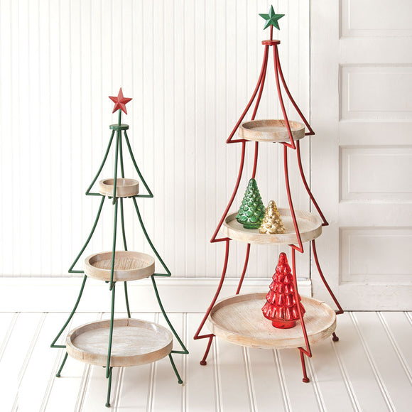 Set of Two Tiered Christmas Tree Display Stands - Countryside Home Decor