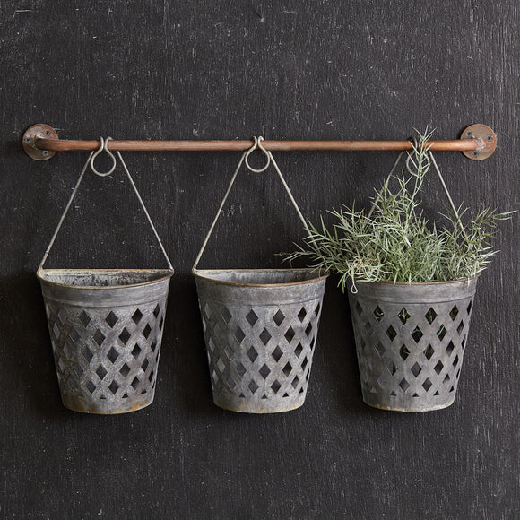 Half Round Open Weave Metal Wall Buckets - Countryside Home Decor
