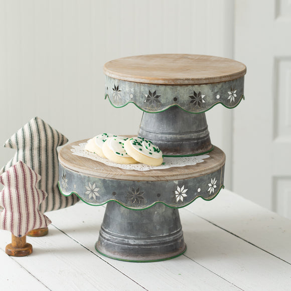 Set of Two Christmas Dessert Stands - Countryside Home Decor