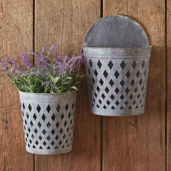 Set of Two Open Weave Wall Hanging Buckets - Countryside Home Decor