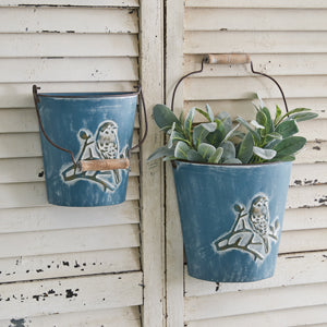 Set of Two Half Round Bucket Planters - Countryside Home Decor