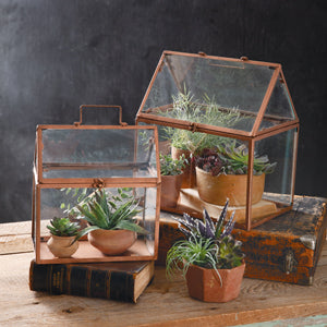 Set of Two Copper Finish Terrariums - Countryside Home Decor