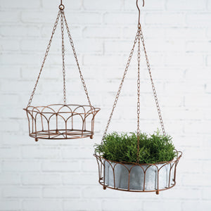 Set of Two Copper Finish Hanging Plant Holders - Countryside Home Decor