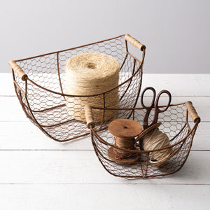 Set of Two Copper Finish Scoop Baskets - Countryside Home Decor