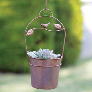 Decorative Bird and Branch Metal Hanging Planter - Countryside Home Decor