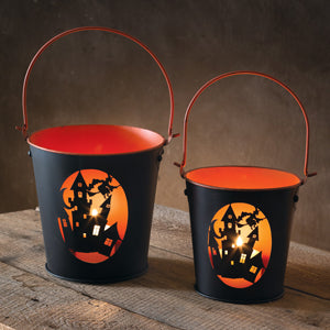 Set of Two Haunted House Bucket Luminaries - Countryside Home Decor