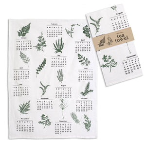 Greenery Calendar Tea Towel - Box of 4 - Countryside Home Decor