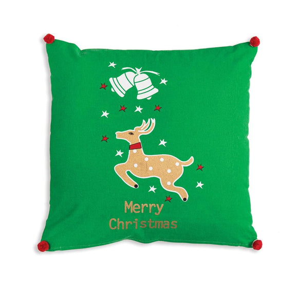 Merry Christmas Reindeer Cotton Throw Pillow - Countryside Home Decor