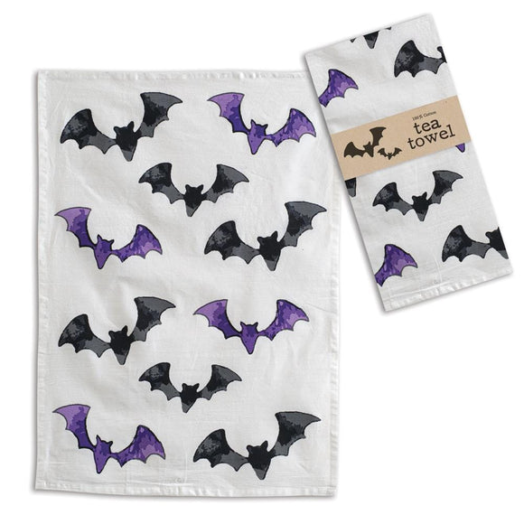 Black and Purple Bats Tea Towel - Box of 4 - Countryside Home Decor