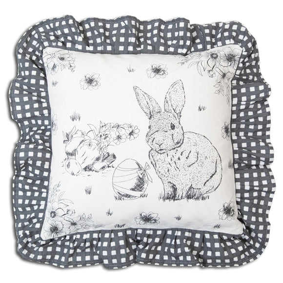 Black and White Bunny Throw Pillow - Countryside Home Decor