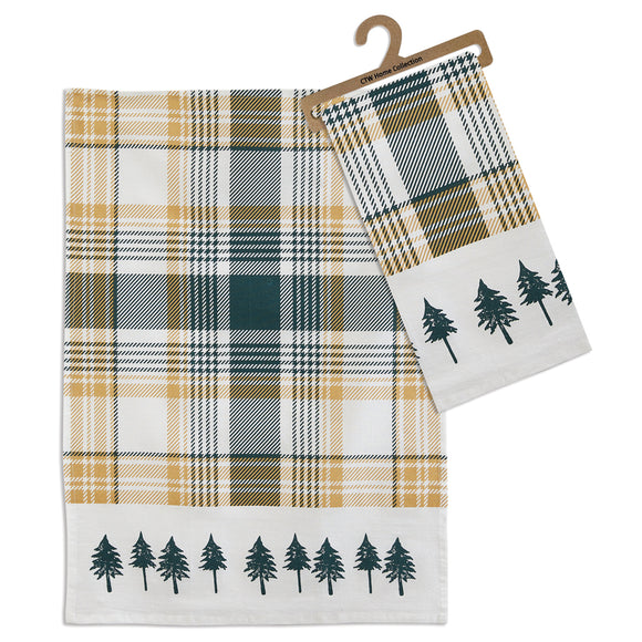 Plaid and Pines Tea Towel - Box of 4 - Countryside Home Decor