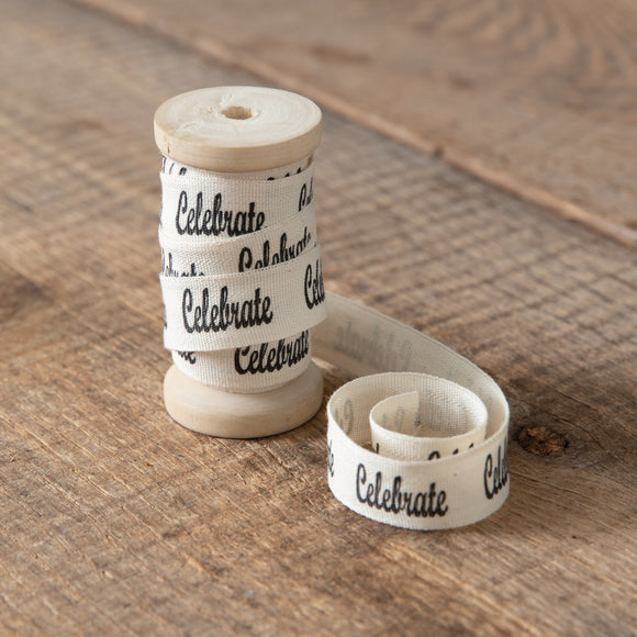 Celebrate Ribbon on Wooden Spool - Countryside Home Decor