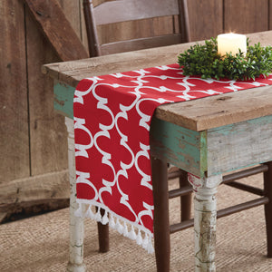 Patterned Red Table Runner - Countryside Home Decor