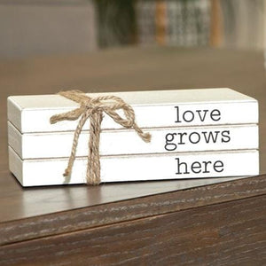Love Grows Here Stacked Books - Countryside Home Decor