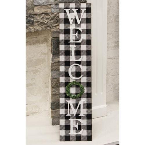 Buffalo Check Welcome Sign With Easel - Countryside Home Decor