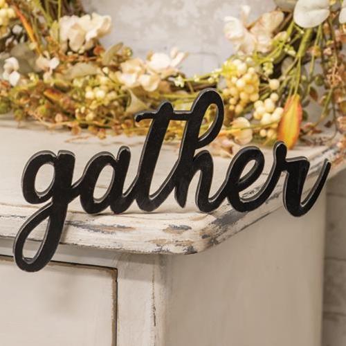 Hanging Black Script Gather Sign - Countryside Home Decor