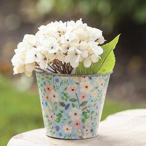 Vintage Blue Floral Metal Bucket - Countryside Home Decor