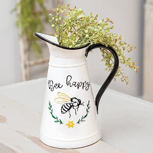 Bee Happy Enamel Pitcher - Countryside Home Decor