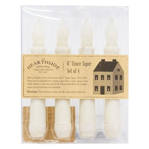 Package of 4 Ivory Timer Tapers - Countryside Home Decor Rustic Farmhouse Decor